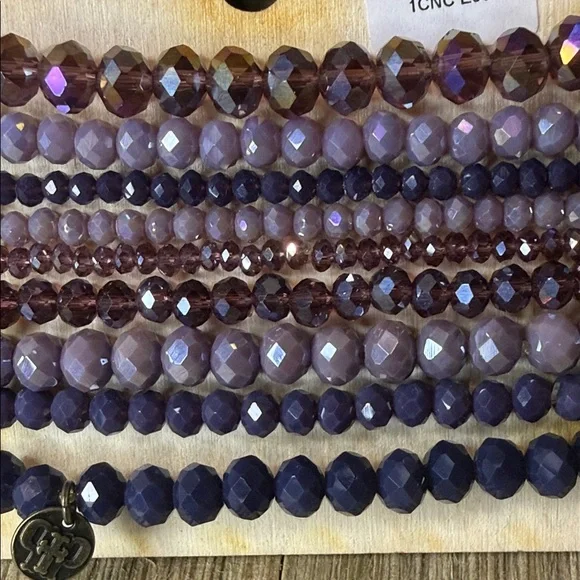 Pink Panache Purple Beaded Stack Bracelet Set - Picture 5 of 6